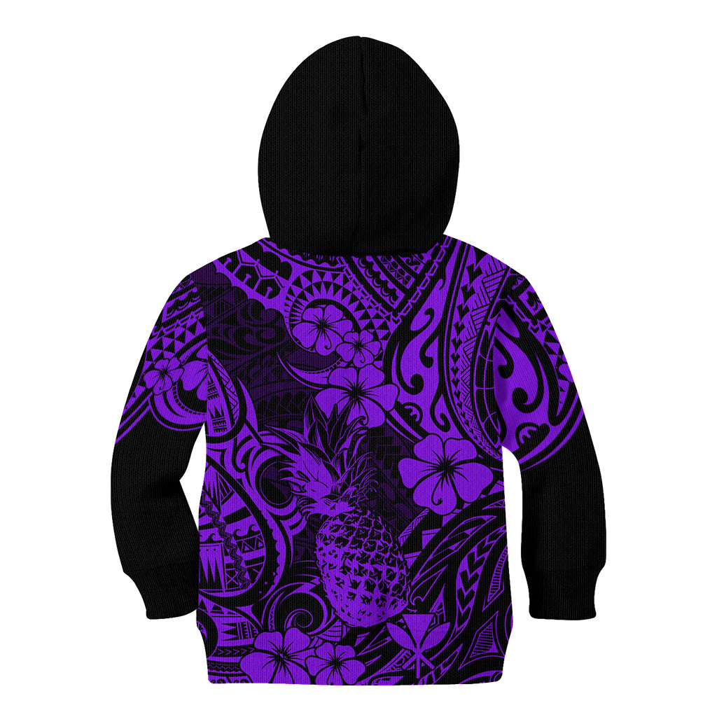 Hawaii Pineapple Kid Hoodie Polynesian Pattern Purple Version LT01 - Polynesian Pride