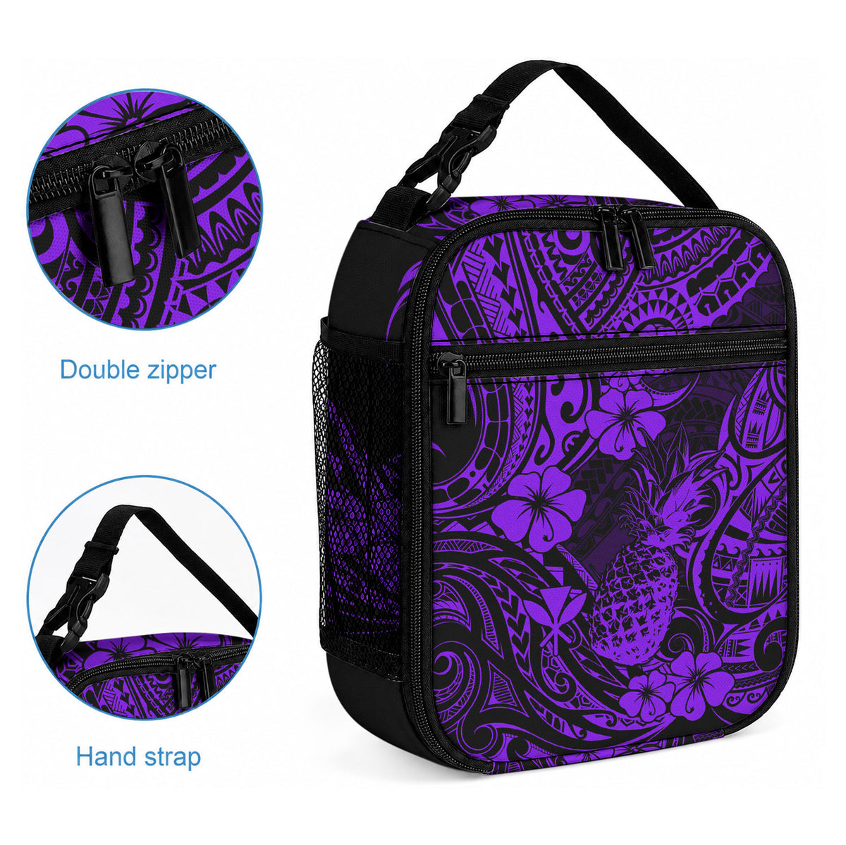 Hawaii Pineapple Lunch Bag Polynesian Pattern Purple Version