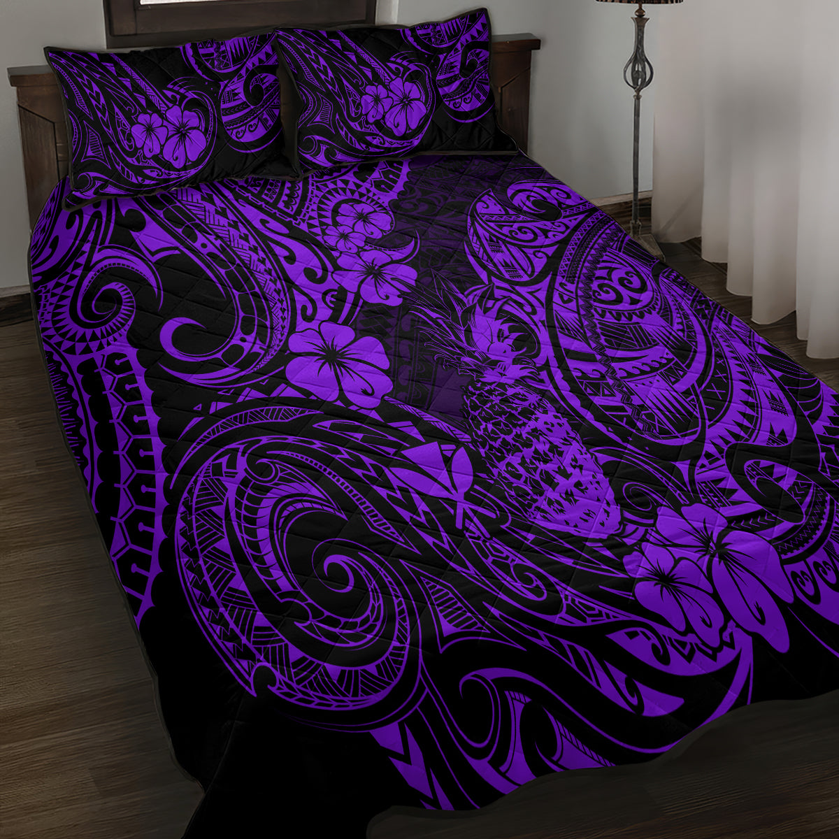 Hawaii Pineapple Quilt Bed Set Polynesian Pattern Purple Version LT01 - Polynesian Pride