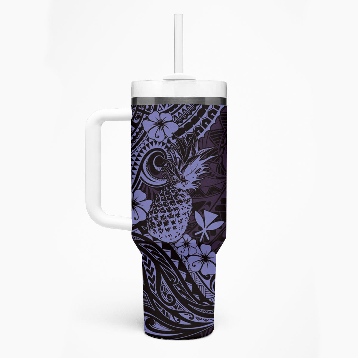 Hawaii Pineapple Tumbler With Handle Polynesian Pattern Purple Version LT01 - Polynesian Pride