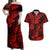 Hawaii Pineapple Couples Matching Off Shoulder Maxi Dress and Hawaiian Shirt Polynesian Pattern Red Version LT01 Red - Polynesian Pride