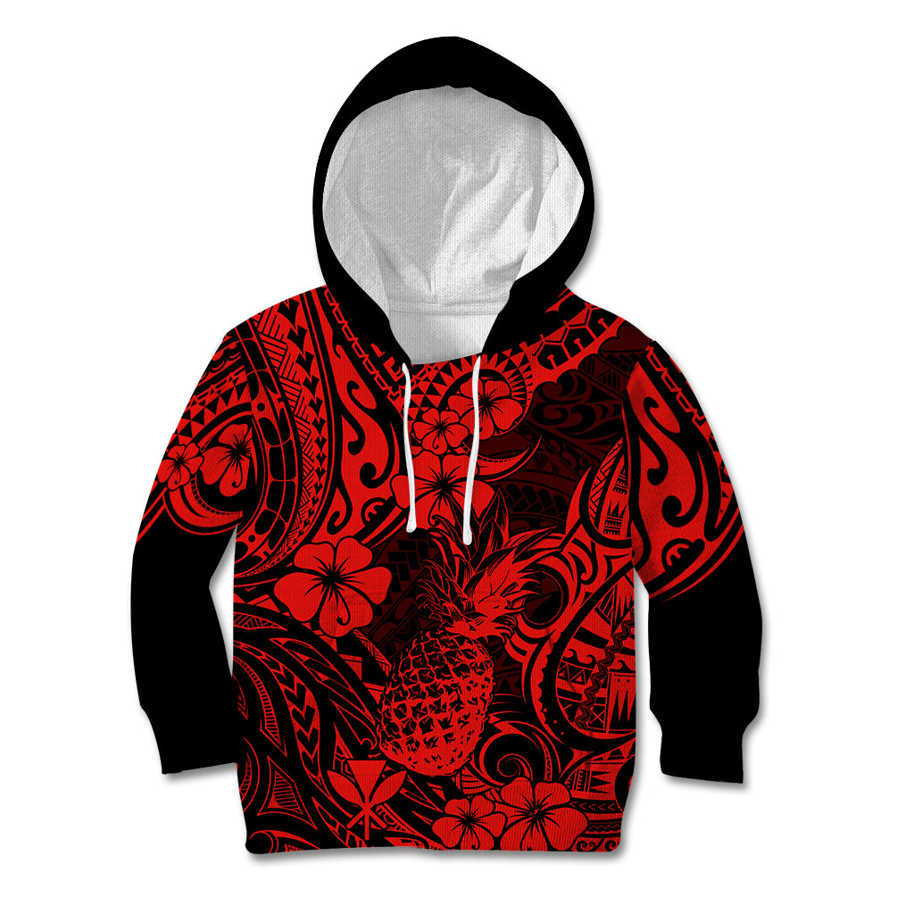 Hawaii Pineapple Kid Hoodie Polynesian Pattern Red Version LT01 Red - Polynesian Pride