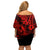 Hawaii Pineapple Off Shoulder Short Dress Polynesian Pattern Red Version LT01 - Polynesian Pride