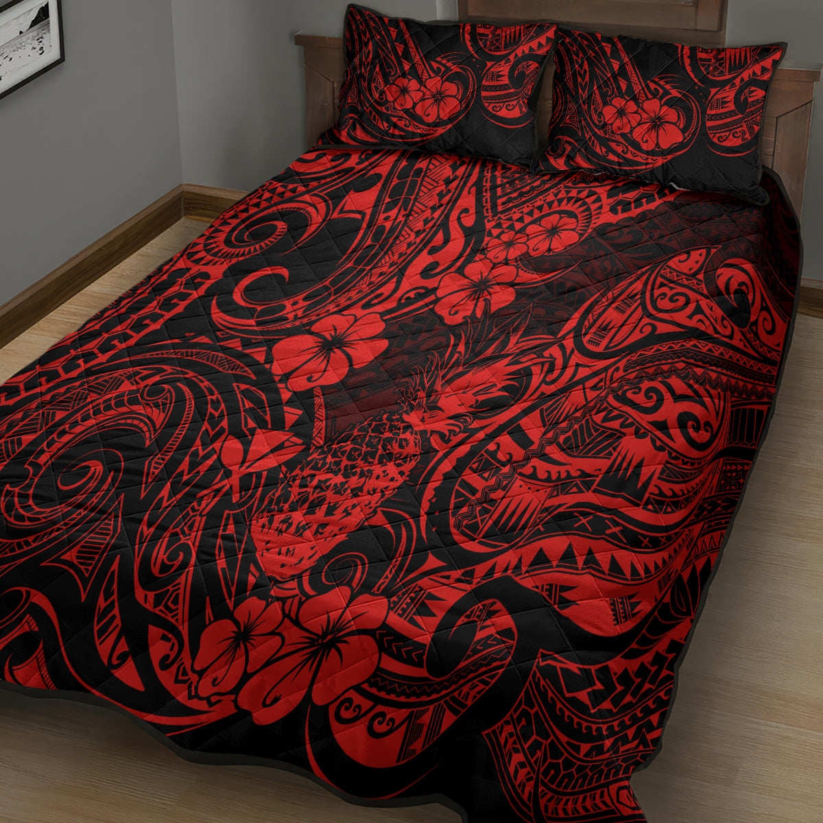 Hawaii Pineapple Quilt Bed Set Polynesian Pattern Red Version LT01 - Polynesian Pride