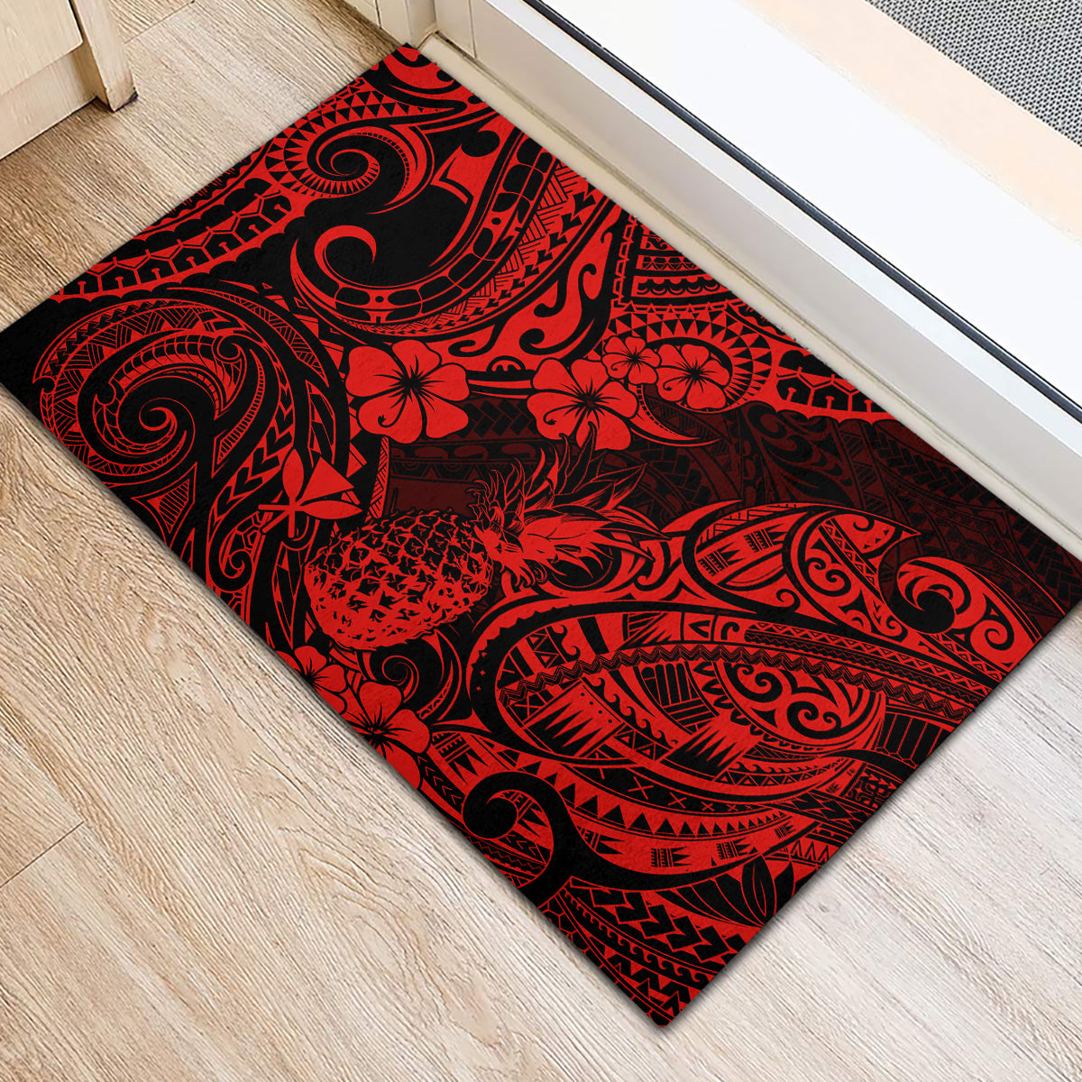 Hawaii Pineapple Rubber Doormat Polynesian Pattern Red Version LT01 - Polynesian Pride