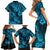 Hawaii Pineapple Family Matching Short Sleeve Bodycon Dress and Hawaiian Shirt Polynesian Pattern Sky Blue Version LT01 - Polynesian Pride