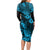 Hawaii Pineapple Long Sleeve Bodycon Dress Polynesian Pattern Sky Blue Version LT01 - Polynesian Pride