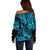 Hawaii Pineapple Off Shoulder Sweater Polynesian Pattern Sky Blue Version LT01 - Polynesian Pride