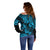 Hawaii Pineapple Off Shoulder Sweater Polynesian Pattern Sky Blue Version LT01 - Polynesian Pride