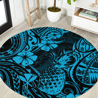 Hawaii Pineapple Round Carpet Polynesian Pattern Sky Blue Version LT01 Blue - Polynesian Pride