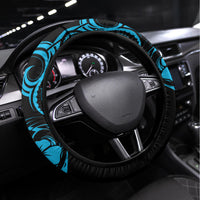 Hawaii Pineapple Steering Wheel Cover Polynesian Pattern Sky Blue Version LT01 Universal Fit Blue - Polynesian Pride