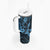 Hawaii Pineapple Tumbler With Handle Polynesian Pattern Sky Blue Version