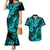 Hawaii Pineapple Couples Matching Mermaid Dress and Hawaiian Shirt Polynesian Pattern Turquoise Version LT01 Turquoise - Polynesian Pride