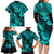 Hawaii Pineapple Family Matching Long Sleeve Bodycon Dress and Hawaiian Shirt Polynesian Pattern Turquoise Version LT01 - Polynesian Pride