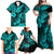 Hawaii Pineapple Family Matching Off Shoulder Maxi Dress and Hawaiian Shirt Polynesian Pattern Turquoise Version LT01 - Polynesian Pride