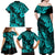 Hawaii Pineapple Family Matching Off Shoulder Maxi Dress and Hawaiian Shirt Polynesian Pattern Turquoise Version LT01 - Polynesian Pride