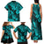 Hawaii Pineapple Family Matching Tank Maxi Dress and Hawaiian Shirt Polynesian Pattern Turquoise Version LT01 - Polynesian Pride