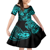 Hawaii Pineapple Kid Short Sleeve Dress Polynesian Pattern Turquoise Version LT01 KID Turquoise - Polynesian Pride