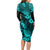 Hawaii Pineapple Long Sleeve Bodycon Dress Polynesian Pattern Turquoise Version LT01 - Polynesian Pride