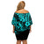 Hawaii Pineapple Off Shoulder Short Dress Polynesian Pattern Turquoise Version LT01 - Polynesian Pride