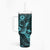 Hawaii Pineapple Tumbler With Handle Polynesian Pattern Turquoise Version