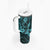 Hawaii Pineapple Tumbler With Handle Polynesian Pattern Turquoise Version