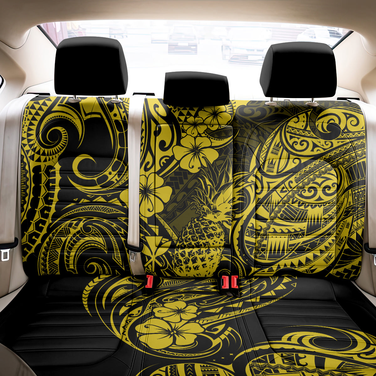 Hawaii Pineapple Back Car Seat Cover Polynesian Pattern Yellow Version LT01 - Polynesian Pride