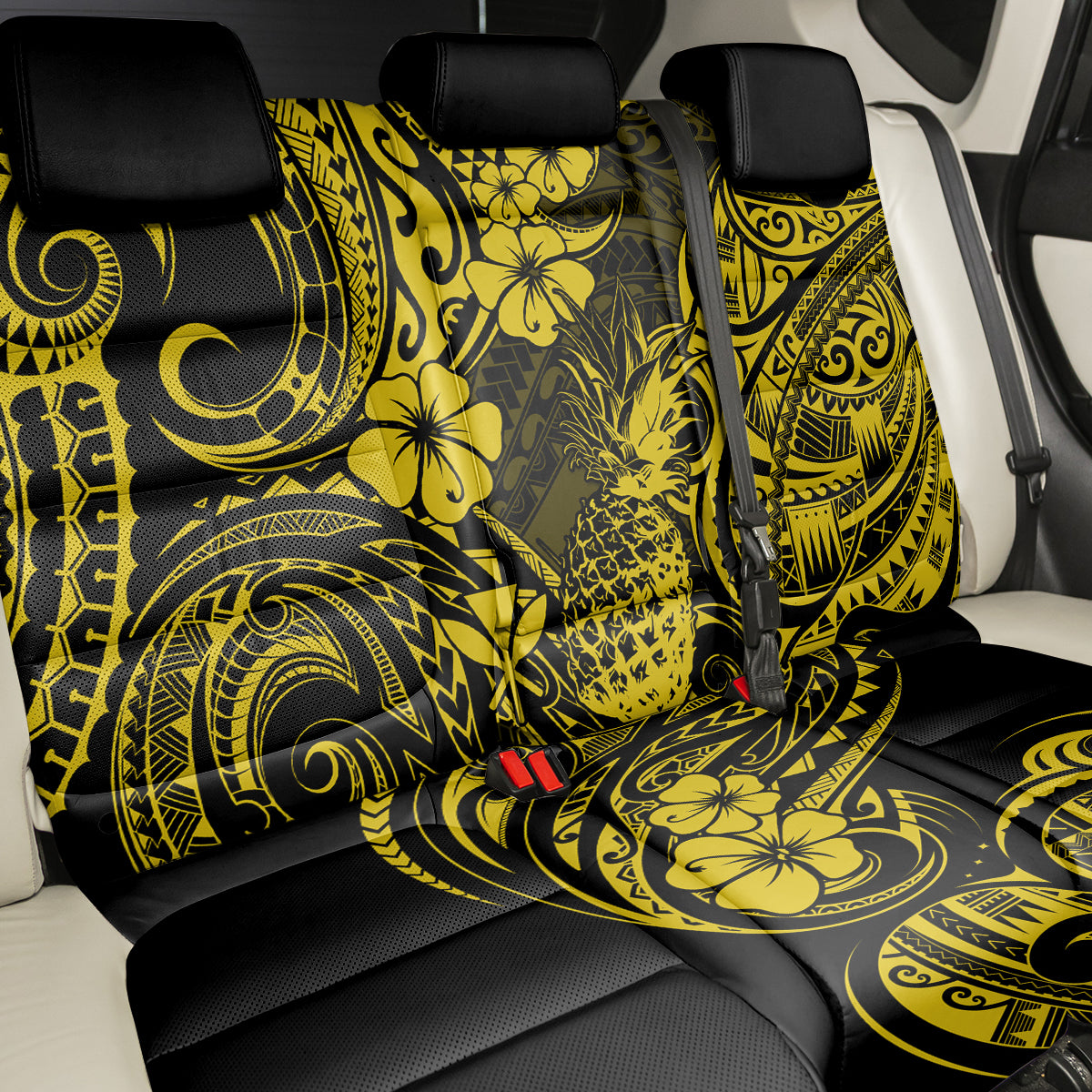 Hawaii Pineapple Back Car Seat Cover Polynesian Pattern Yellow Version LT01 - Polynesian Pride