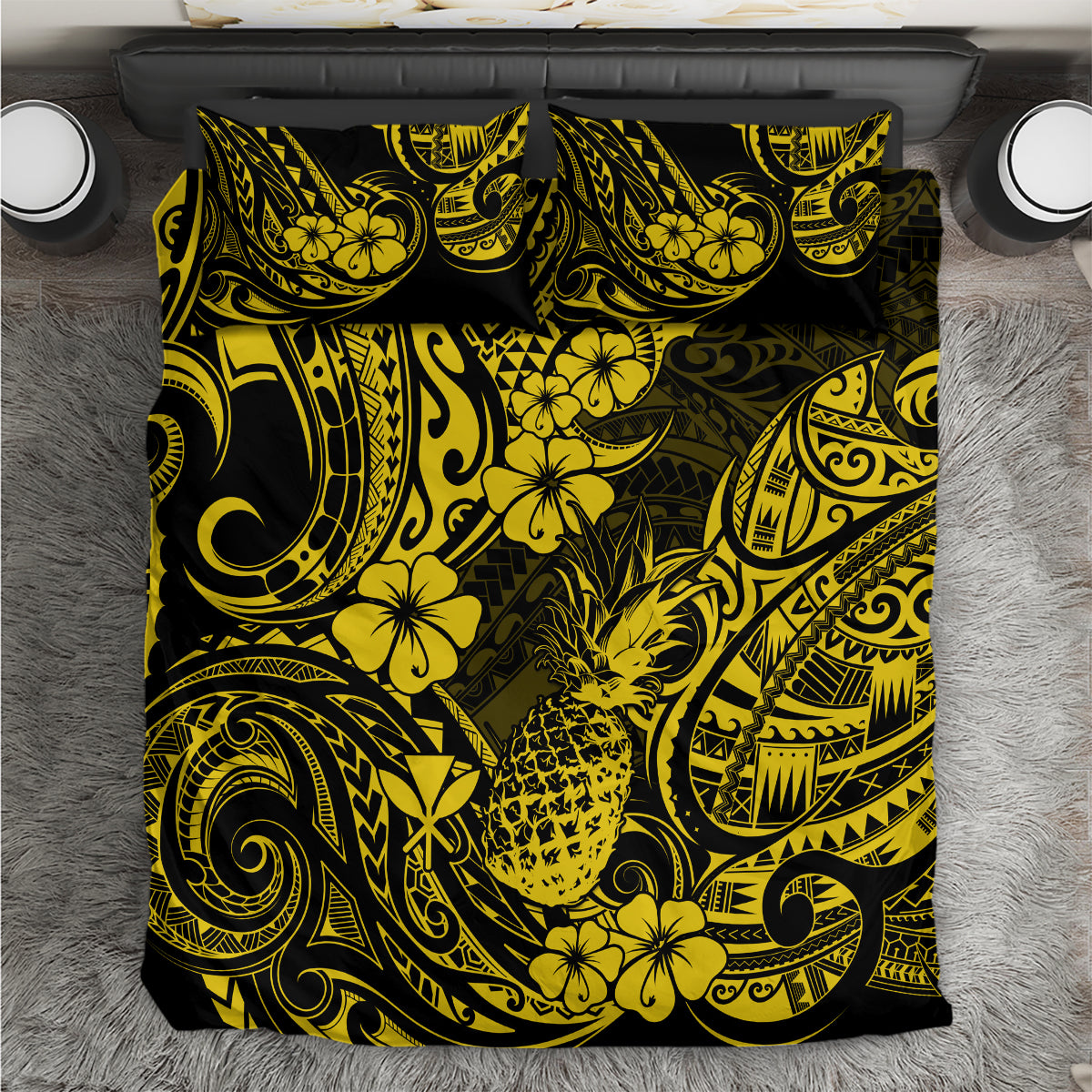 Hawaii Pineapple Bedding Set Polynesian Pattern Yellow Version LT01 Yellow - Polynesian Pride