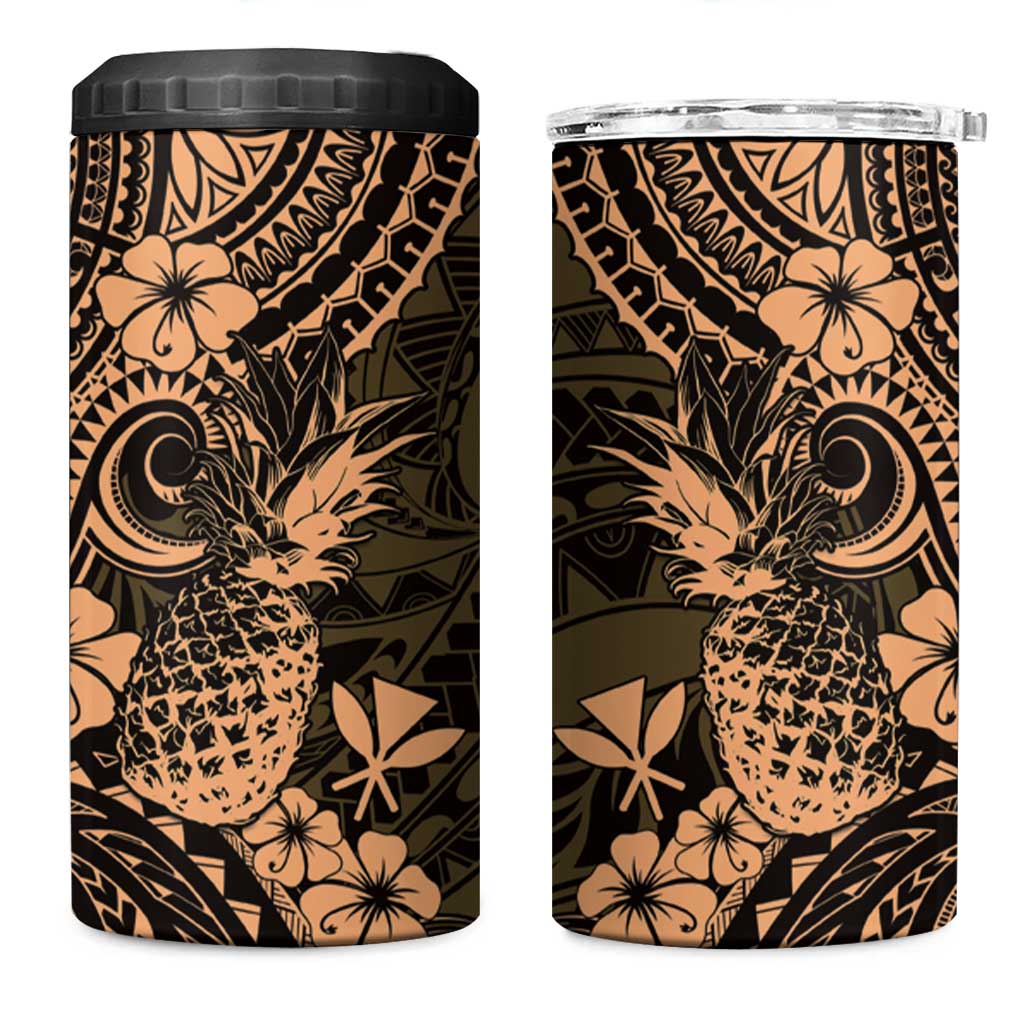 Hawaii Pineapple 4 in 1 Can Cooler Tumbler Polynesian Pattern Yellow Version LT01 One Size: 16 oz Yellow - Polynesian Pride