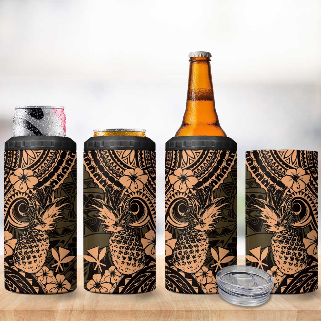 Hawaii Pineapple 4 in 1 Can Cooler Tumbler Polynesian Pattern Yellow Version LT01 - Polynesian Pride