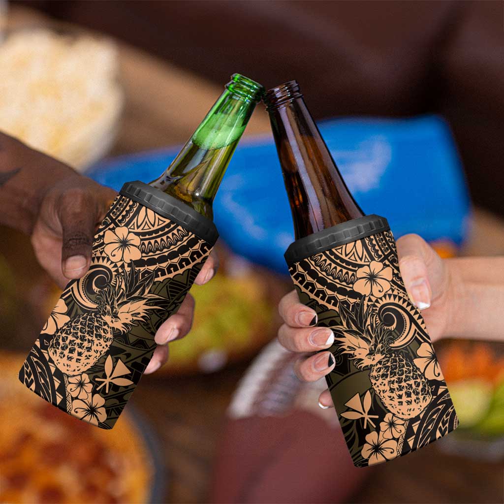 Hawaii Pineapple 4 in 1 Can Cooler Tumbler Polynesian Pattern Yellow Version LT01 - Polynesian Pride