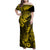 Hawaii Pineapple Family Matching Off Shoulder Maxi Dress and Hawaiian Shirt Polynesian Pattern Yellow Version LT01 Mom's Dress Yellow - Polynesian Pride