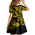 Hawaii Pineapple Family Matching Off Shoulder Short Dress and Hawaiian Shirt Polynesian Pattern Yellow Version LT01 - Polynesian Pride