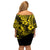 Hawaii Pineapple Family Matching Off Shoulder Short Dress and Hawaiian Shirt Polynesian Pattern Yellow Version LT01 - Polynesian Pride