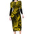 Hawaii Pineapple Long Sleeve Bodycon Dress Polynesian Pattern Yellow Version LT01 Long Dress Yellow - Polynesian Pride