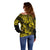 Hawaii Pineapple Off Shoulder Sweater Polynesian Pattern Yellow Version LT01 - Polynesian Pride