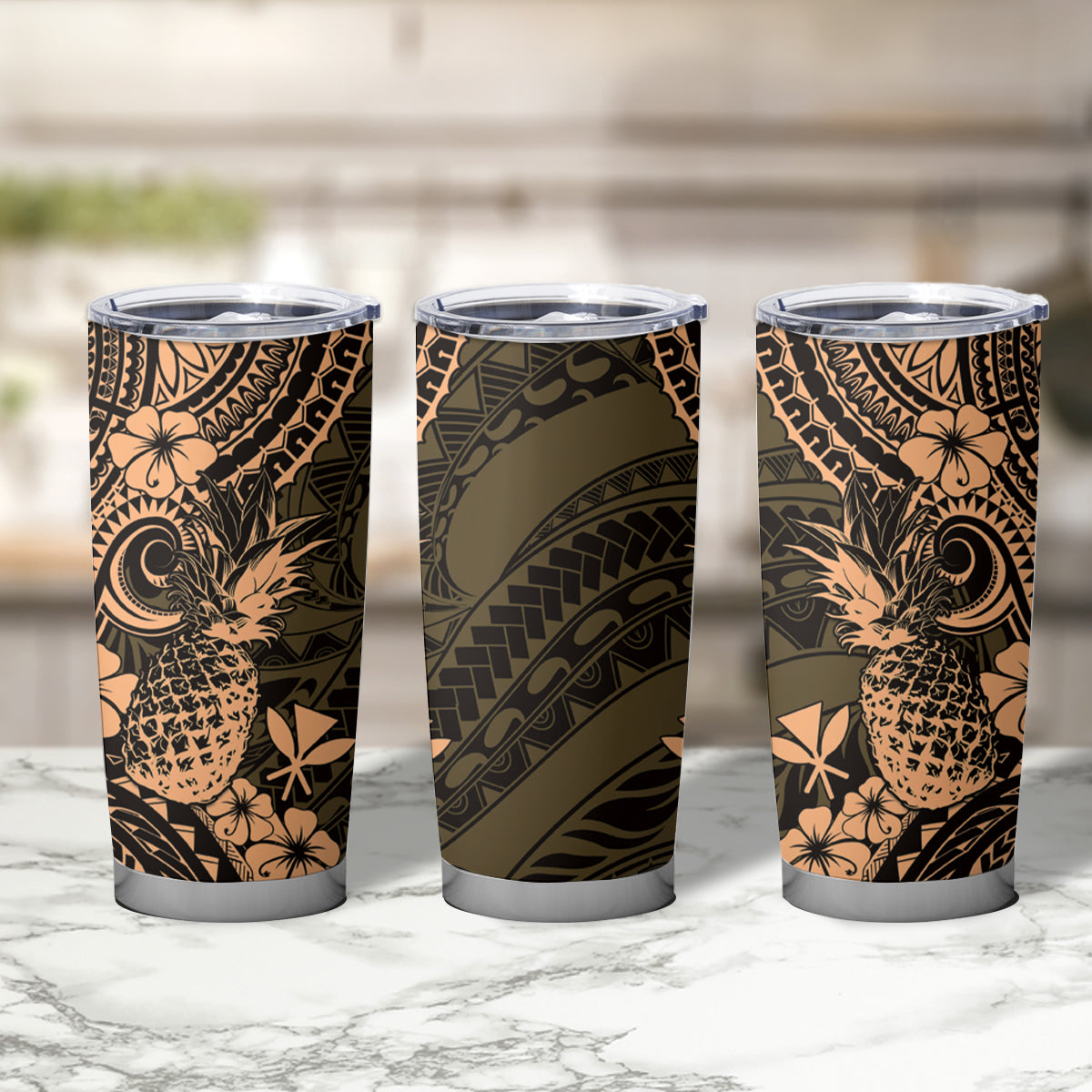 Hawaii Pineapple Tumbler Cup Polynesian Pattern Yellow Version LT01 - Polynesian Pride