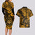 Hawaii Shaka Sign Couples Matching Long Sleeve Bodycon Dress and Hawaiian Shirt With Polynesian Hibiscus Gold Unique LT01 - Polynesian Pride