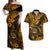 Hawaii Shaka Sign Couples Matching Off Shoulder Maxi Dress and Hawaiian Shirt With Polynesian Hibiscus Gold Unique LT01 Gold - Polynesian Pride