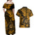 Hawaii Shaka Sign Couples Matching Off Shoulder Maxi Dress and Hawaiian Shirt With Polynesian Hibiscus Gold Unique LT01 - Polynesian Pride