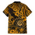 Hawaii Shaka Sign Family Matching Short Sleeve Bodycon Dress and Hawaiian Shirt With Polynesian Hibiscus Gold Unique LT01 - Polynesian Pride