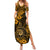 Hawaii Shaka Sign Family Matching Summer Maxi Dress and Hawaiian Shirt With Polynesian Hibiscus Gold Unique LT01 Mom's Dress Gold - Polynesian Pride