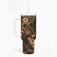 Hawaii Shaka Sign Tumbler With Handle With Polynesian Hibiscus Gold Unique LT01 - Polynesian Pride