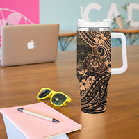 Hawaii Shaka Sign Tumbler With Handle With Polynesian Hibiscus Gold Unique LT01 - Polynesian Pride
