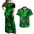 Hawaii Shaka Sign Couples Matching Off Shoulder Maxi Dress and Hawaiian Shirt With Polynesian Hibiscus Green Unique LT01 Green - Polynesian Pride