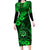 Hawaii Shaka Sign Family Matching Long Sleeve Bodycon Dress and Hawaiian Shirt With Polynesian Hibiscus Green Unique LT01 Mom's Dress Green - Polynesian Pride