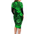 Hawaii Shaka Sign Family Matching Long Sleeve Bodycon Dress and Hawaiian Shirt With Polynesian Hibiscus Green Unique LT01 - Polynesian Pride