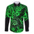 Hawaii Shaka Sign Family Matching Short Sleeve Bodycon Dress and Hawaiian Shirt With Polynesian Hibiscus Green Unique LT01 Dad's Shirt - Long Sleeve Green - Polynesian Pride