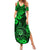 Hawaii Shaka Sign Family Matching Summer Maxi Dress and Hawaiian Shirt With Polynesian Hibiscus Green Unique LT01 Mom's Dress Green - Polynesian Pride